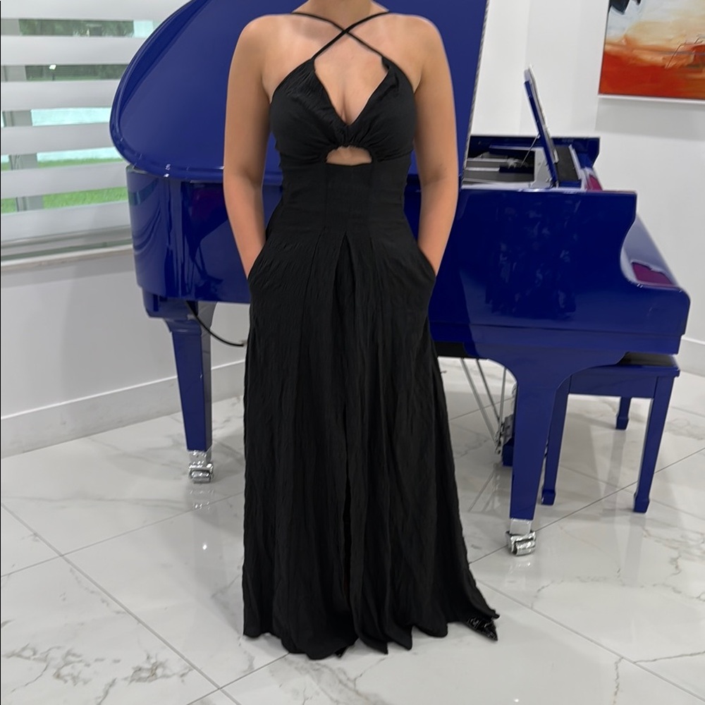 Showpo Black Halter Backless Sundress